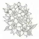 a small bundle of daffodils aster chrysanthemum and narcissus tattoo design idea