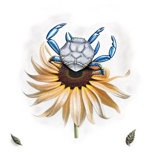 crab with black eyed susans tattoo design idea