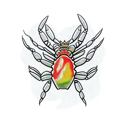 crab in a border of leaves tattoo design idea