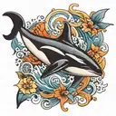 killer whale, killing trainer, water  tattoo design idea