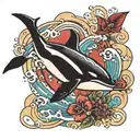 killer whale, killing trainer, water  tattoo design idea