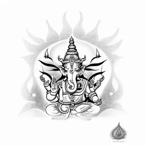 shiv tatoo with trishul and om with shiv shakti and ganpati tattoo design idea