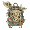 globe backpack tattoo design idea