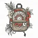 globe backpack tattoo design idea