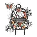 globe backpack tattoo design idea