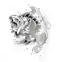 Oni Mask koi fish tiger tattoo design idea