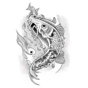 Oni Mask koi fish tiger tattoo design idea