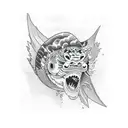 Oni Mask koi fish tiger tattoo design idea