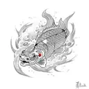 Oni Mask koi fish tiger tattoo design idea