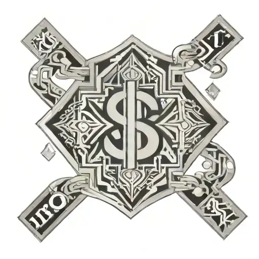 A geometric design incorporating dollar signs and diamonds, symbolizing success tattoo design idea