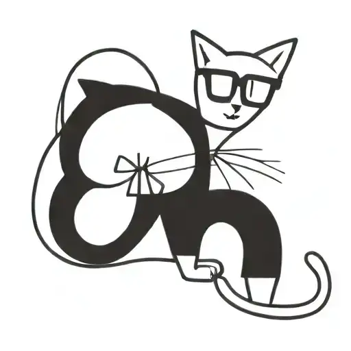 hipster cat tattoo design idea