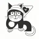 hipster cat tattoo design idea