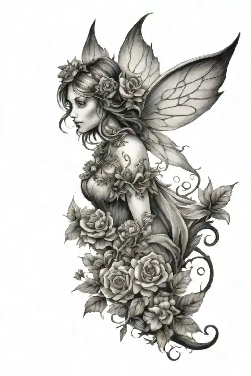 garden,fairy,forest tattoo design idea