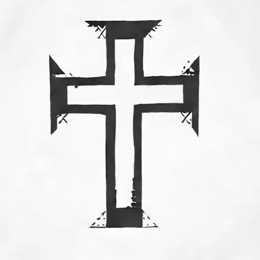 black cross with added shading and background details tattoo design idea