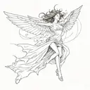 Falling woman with wings spread wide tattoo design idea