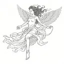 Falling woman with wings spread wide tattoo design idea