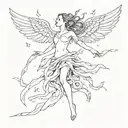 Falling woman with wings spread wide tattoo design idea