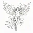 Falling woman with wings spread wide tattoo design idea