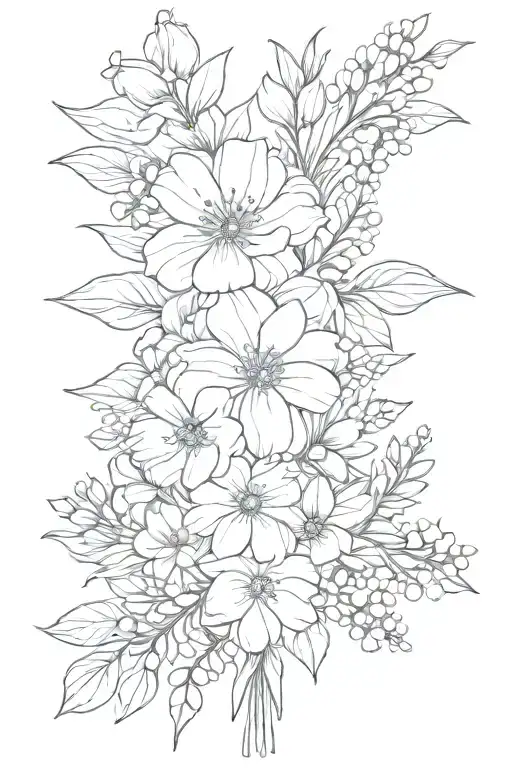 April July birth flower bouquet tattoo design idea