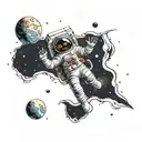  astronaut floating in space tattoo design idea