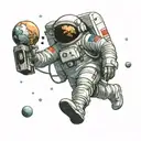  astronaut floating in space tattoo design idea