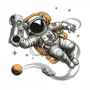  astronaut floating in space tattoo design idea