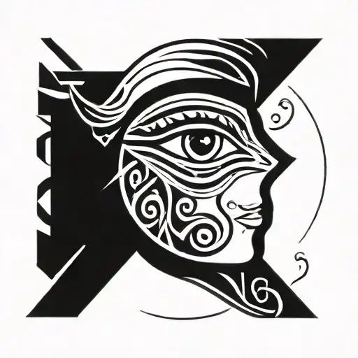eye of horus portrait looking tattoo design idea