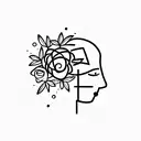 dissociative identity disorder brain with flower tattoo design idea
