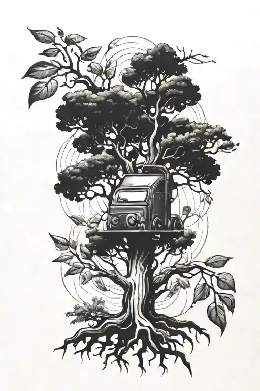 welding and tree growing tattoo design idea