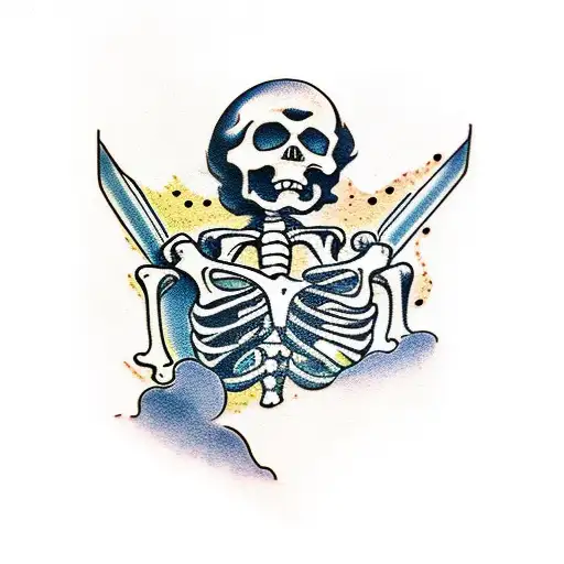 skeleton on a motorcycle tattoo design idea