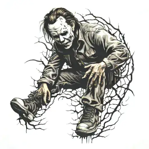 Michael Myers leg sleeve tattoo design idea