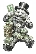 Mr. Monopoly man holding a stack tattoo design idea