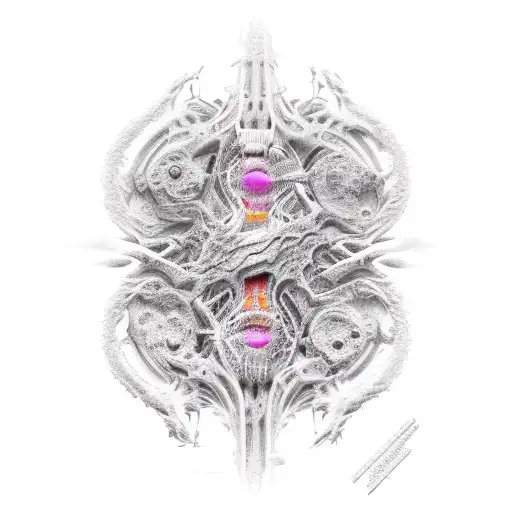 biomech abstraction color tattoo design idea