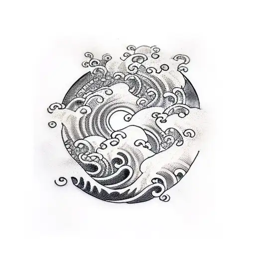 japanese waves tattoo design idea