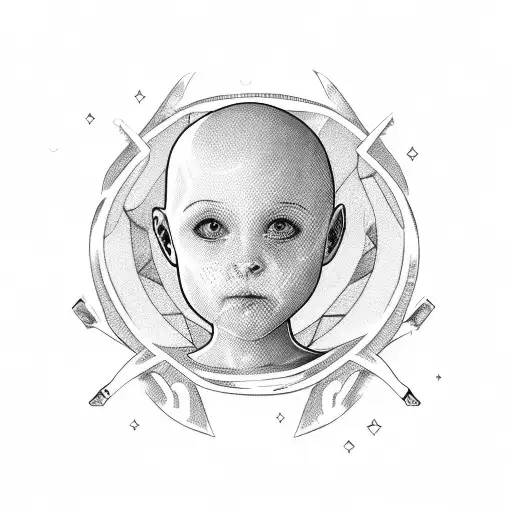 pediatric cancer survivor portrait  tattoo design idea