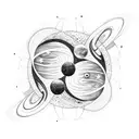 Space black hole surrounded by planets tattoo design idea