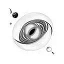 Space black hole surrounded by planets tattoo design idea