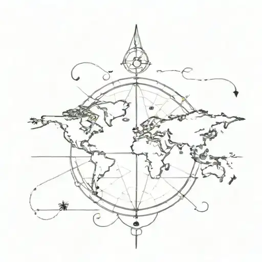 compass world map tattoo design idea