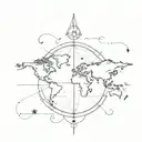 compass world map tattoo design idea