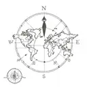 compass world map tattoo design idea