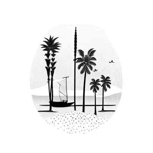  silhouette of lake Garda as a palm tree tattoo design idea