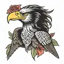 Amy winehouse bald eagle rose intertwined tattoo design idea