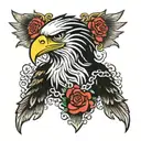 Amy winehouse bald eagle rose intertwined tattoo design idea