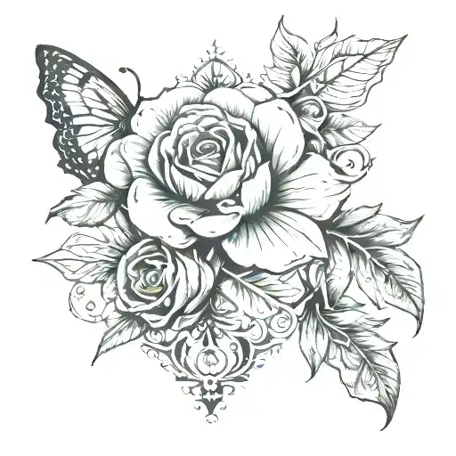 based off the quote "now you hang from my lips like the gardens of babylon" very feminine and floral tattoo design idea