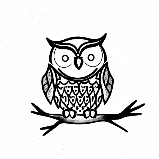 cute owl tattoo design idea