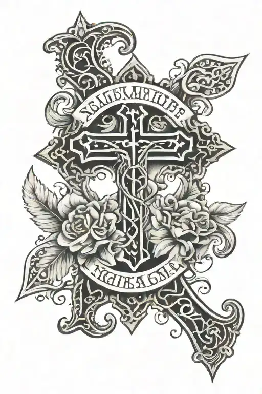 names on cross made tattoo design idea