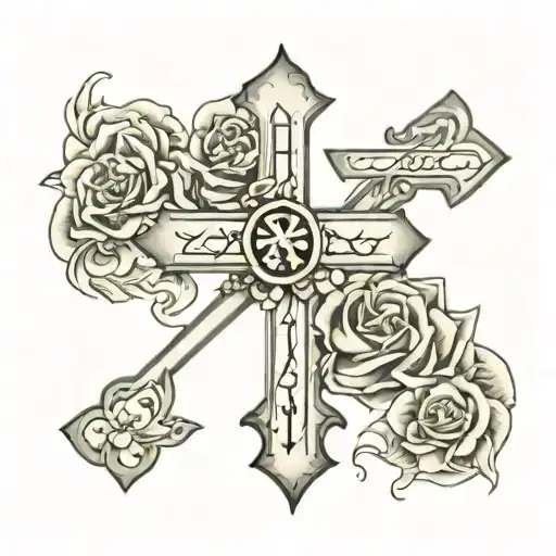 names on cross made tattoo design idea
