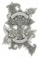names on cross made tattoo design idea