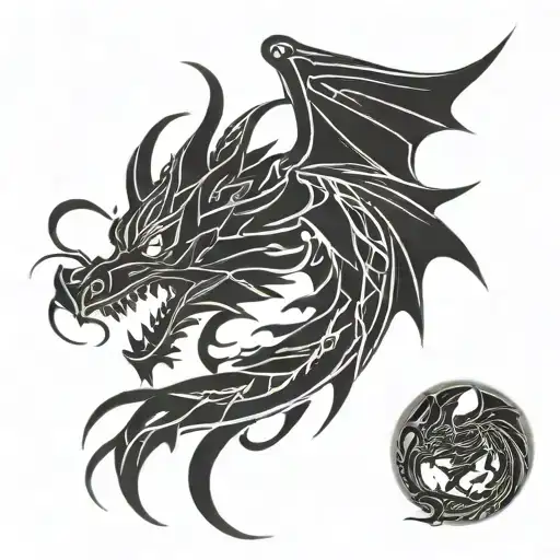 gothic cartoo dragon looking tattoo design idea