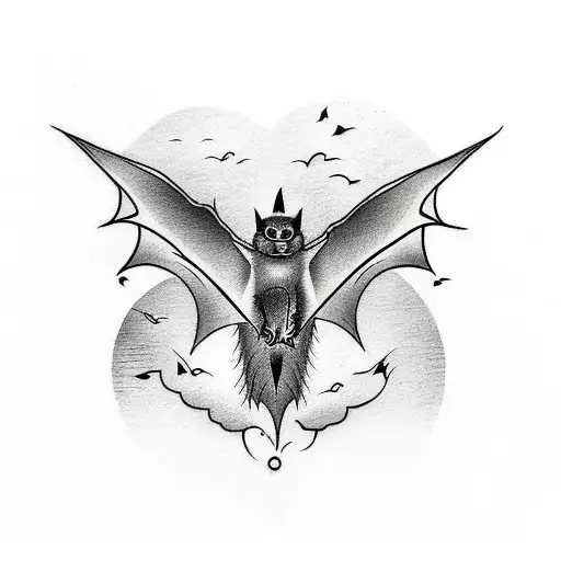flying fox bat small tattoo design idea